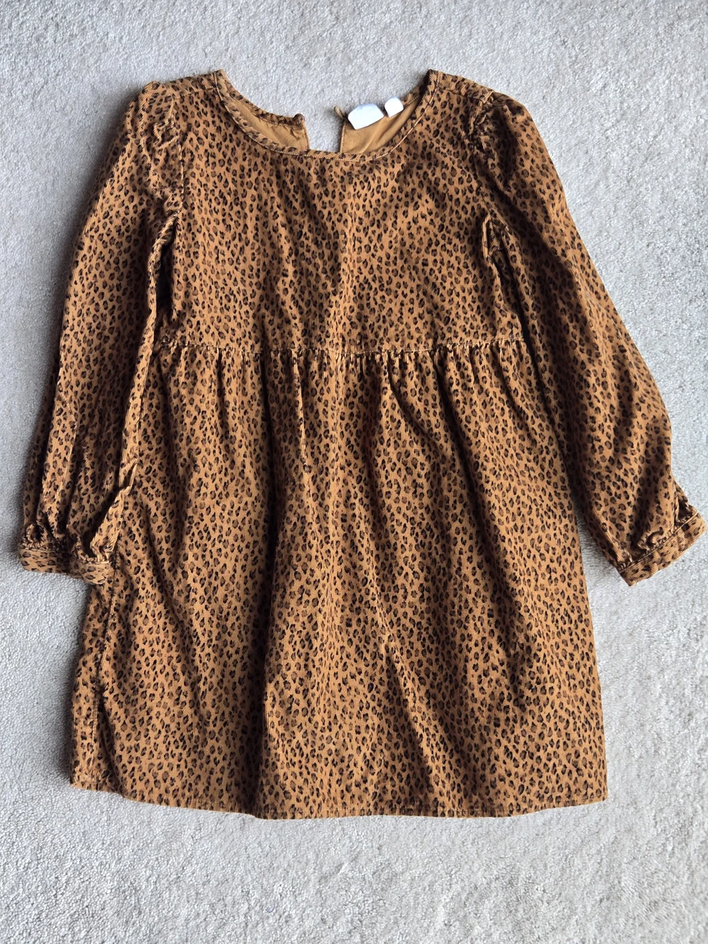 GAP Girls Cordoroy Leopard Animal Print Long Sleeve Dress